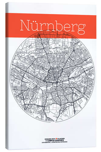 Canvas print Nuremberg map circle