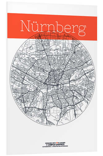 Foam board print Nuremberg map circle