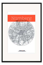 Gerahmter Kunstdruck Nürnberg Karte Kreis