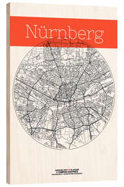 Print på træ Nuremberg map circle