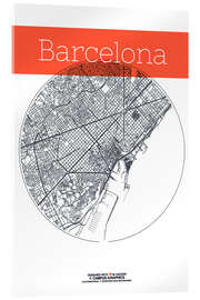 Cuadro de metacrilato  Mapa de Barcelona en blanco y negro - campus graphics