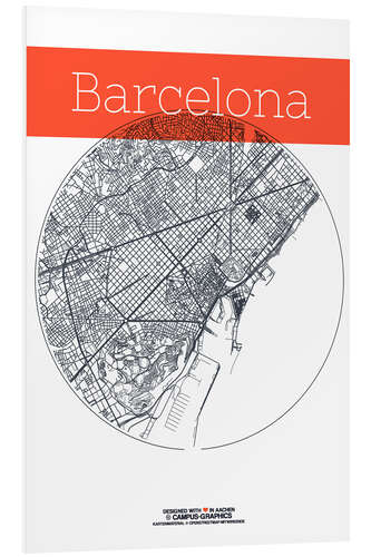 Cuadro de PVC Mapa de Barcelona en blanco y negro