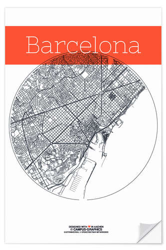 Sticker mural Cercle de carte de Barcelone