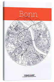 Canvas print Bonn map circle