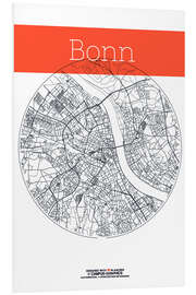 Foam board print Bonn map circle