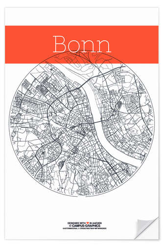 Wall sticker Bonn map circle