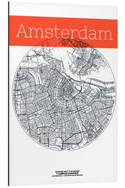 Tableau en aluminium Cercle de la carte d'Amsterdam