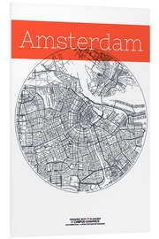 Cuadro de PVC Mapa de Amsterdam círculo