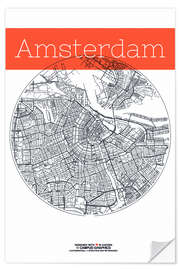 Wandsticker Amsterdam Karte Kreis