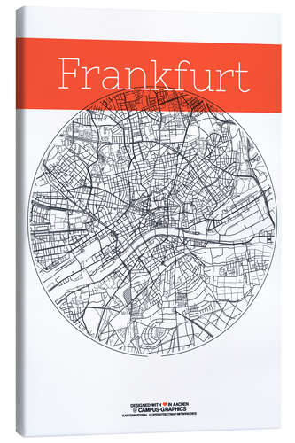 Canvas print Frankfurt map circle