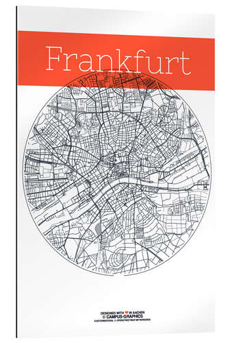 Stampa su plexi-alluminio Cerchio della mappa di Francoforte