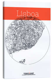 Tableau sur toile  Cercle de carte de Lisbonne - campus graphics