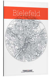 Aluminium print Bielefeld map circle