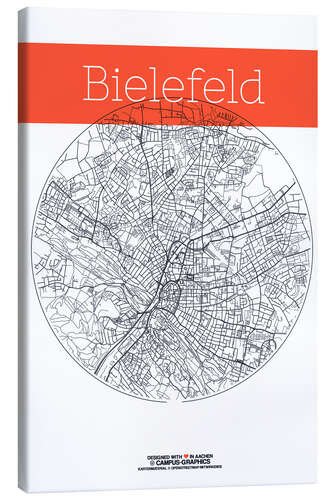 Canvas print Bielefeld map circle