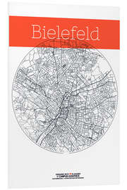 Print på skumplade Bielefeld map circle