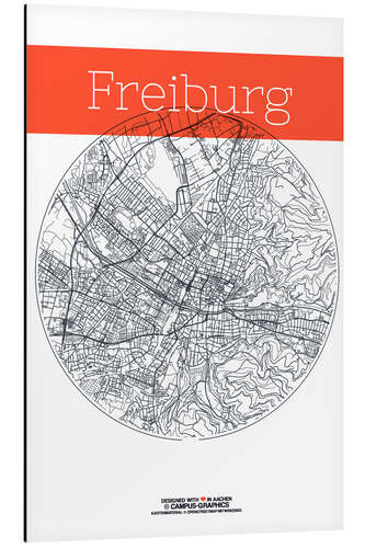 Obraz na aluminium Freiburg map circle