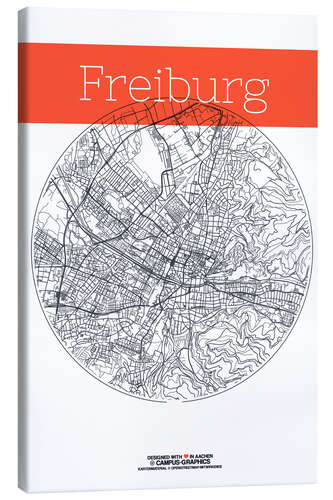 Lerretsbilde Freiburg map circle