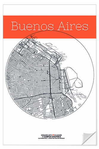 Selvklebende plakat Buenos Aires circle