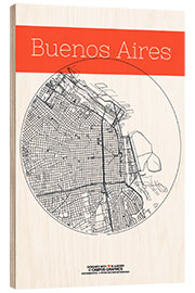 Wood print Buenos Aires circle