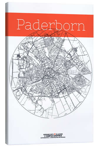 Canvas print Paderborn map circle