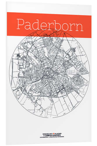 Tableau en PVC Cercle de la carte de Paderborn