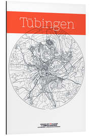 Aluminium print Tübingen map circle