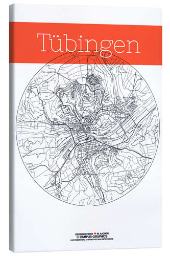 Canvastavla Tübingen map circle