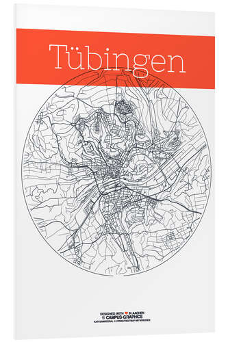 Cuadro de PVC Mapa de Tübingen círculo