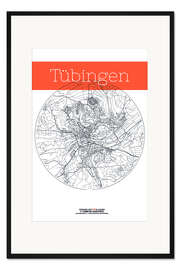 Gerahmter Kunstdruck Tübingen Karte Kreis