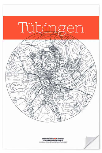 Wandsticker Tübingen Karte Kreis