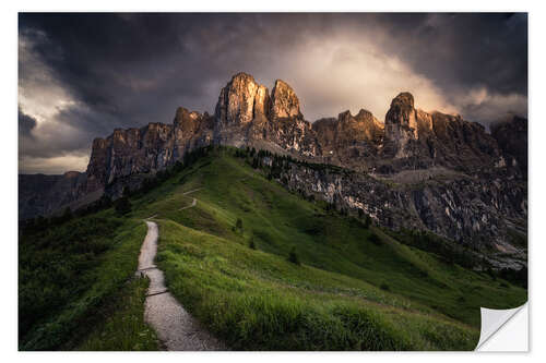 Naklejka na ścianę Sunset at the Passo Gardena, Dolomites, Italy