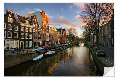 Selvklebende plakat Amsterdam in the evening light