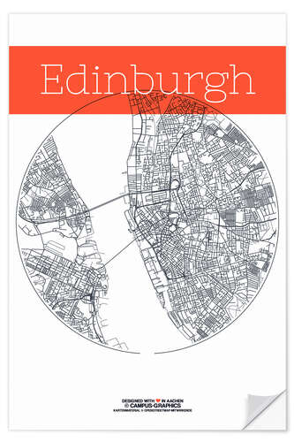 Wall sticker Edinburgh map circle