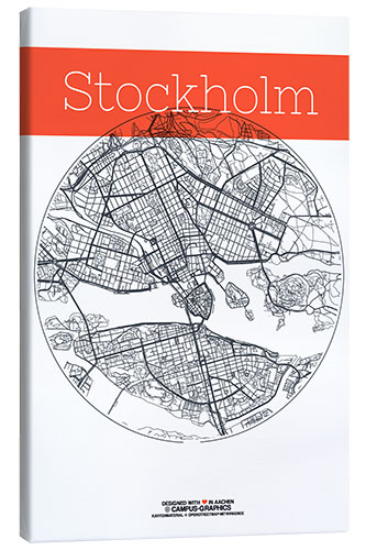 Canvas print Stockholm map circle