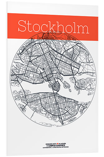 Foam board print Stockholm map circle