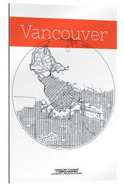 Quadro em plexi-alumínio Círculo de mapa de Vancouver