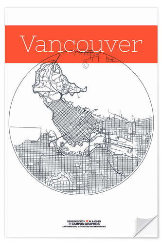 Wandsticker Vancouver Karte Kreis