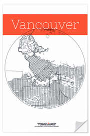 Självhäftande poster Vancouver map circle