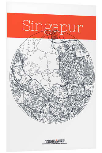 Cuadro de PVC Mapa de Singapur círculo