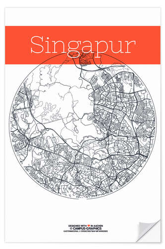 Sticker mural Cercle de carte de Singapour