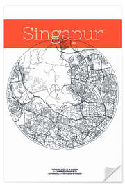 Sticker mural Cercle de carte de Singapour