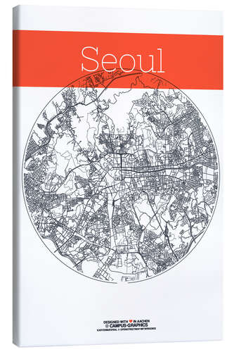 Canvastavla Seoul map circle