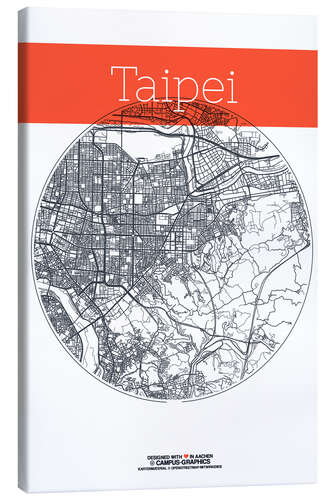 Canvas print Taipei map circle