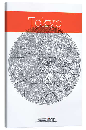 Canvastavla Tokyo map circle