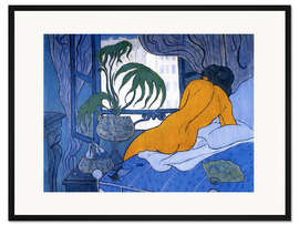 Gerahmter Kunstdruck Blauer Raum oder Akt mit Fächer