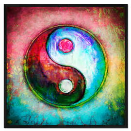 Gerahmter Kunstdruck Yin Yang - Colourful Painting 4