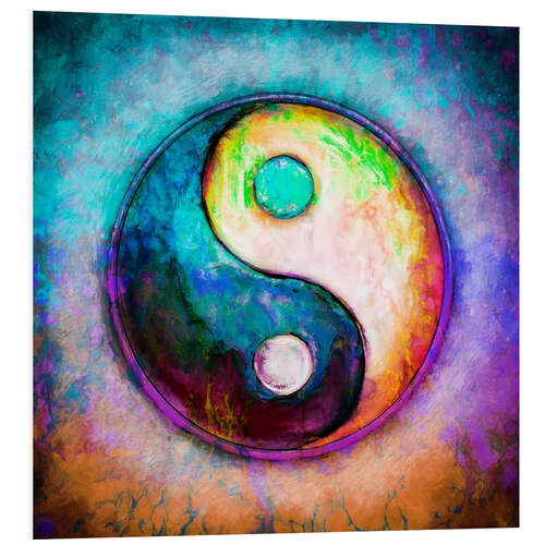 Print på skumplade Yin Yang - Colorful Painting 5