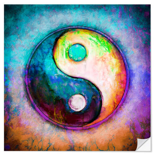 Självhäftande poster Yin Yang - Colorful Painting 5