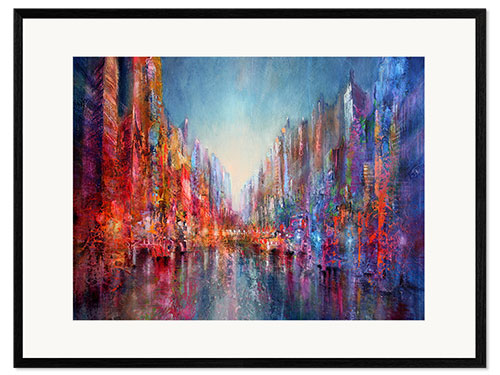 Framed art print city on the river 2