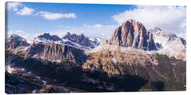 Canvastavla Aerial drone view over Tofana di Rozes peak, Dolomites